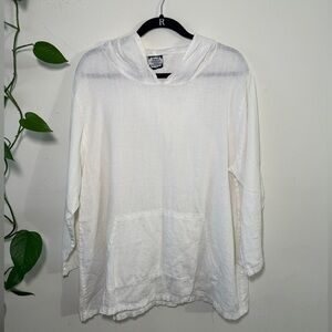 Hari Casuals White Hooded Long Sleeve Linen